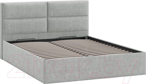 Изображение товара Двуспальная кровать ТриЯ Глосс универсальный тип 1 с ПМ 160x200 (микровелюр Jercy Silver)