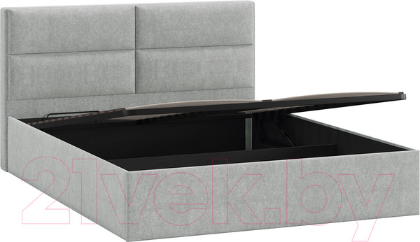 Изображение товара Двуспальная кровать ТриЯ Глосс универсальный тип 1 с ПМ 160x200 (микровелюр Jercy Silver)