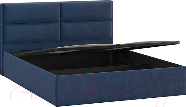 Изображение товара Двуспальная кровать ТриЯ Глосс универсальный тип 1 с ПМ 160x200 (микровелюр Wellmart Blue)