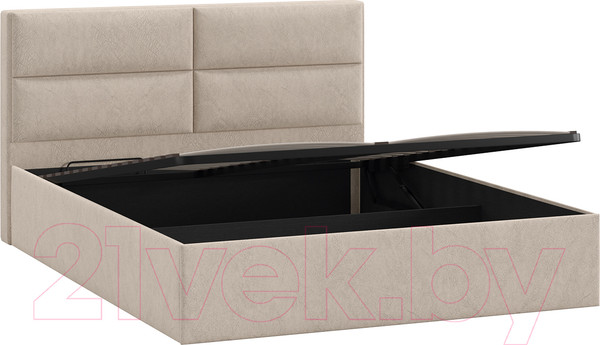 Изображение товара Двуспальная кровать ТриЯ Глосс универсальный тип 1 с ПМ 160x200 (микровелюр Wellmart Dark Beige)