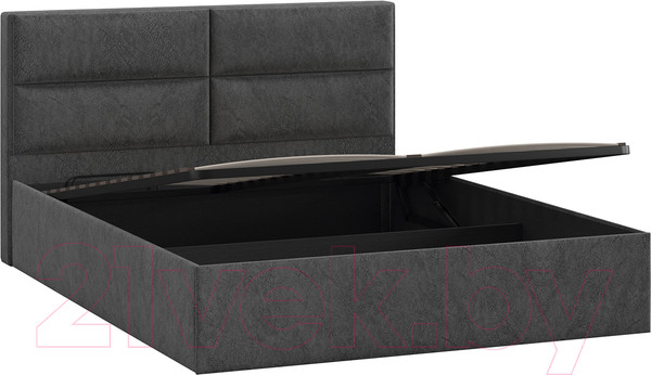 Изображение товара Двуспальная кровать ТриЯ Глосс универсальный тип 1 с ПМ 160x200 (микровелюр Wellmart Graphite)