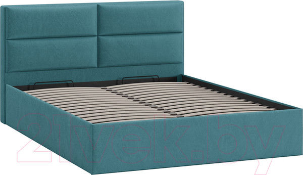 Изображение товара Двуспальная кровать ТриЯ Глосс универсальный тип 1 с ПМ 160x200 (микровелюр Wellmart Indigo)