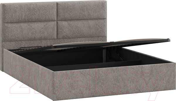 Изображение товара Двуспальная кровать ТриЯ Глосс универсальный тип 1 с ПМ 160x200 (микровелюр Wellmart Latte)