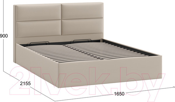 Изображение товара Двуспальная кровать ТриЯ Глосс универсальный тип 1 с ПМ 160x200 (велюр Confetti Cream)