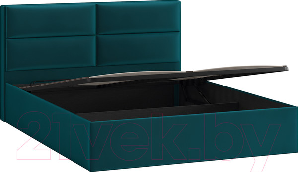 Изображение товара Двуспальная кровать ТриЯ Глосс универсальный тип 1 с ПМ 160x200 (велюр Confetti Izumrud)