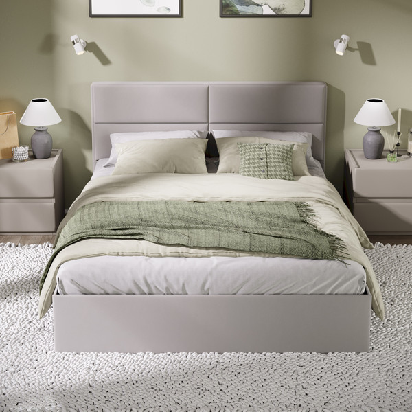 Изображение товара Двуспальная кровать ТриЯ Глосс универсальный тип 1 с ПМ 160x200 (велюр Confetti Smoke)