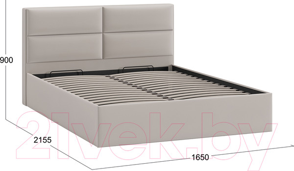 Изображение товара Двуспальная кровать ТриЯ Глосс универсальный тип 1 с ПМ 160x200 (велюр Confetti Smoke)