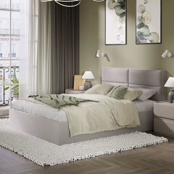 Изображение товара Двуспальная кровать ТриЯ Глосс универсальный тип 1 с ПМ 160x200 (велюр Confetti Smoke)