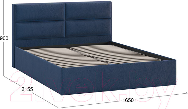 Изображение товара Двуспальная кровать ТриЯ Глосс универсальный тип 1 160x200 (микровелюр Wellmart Blue)