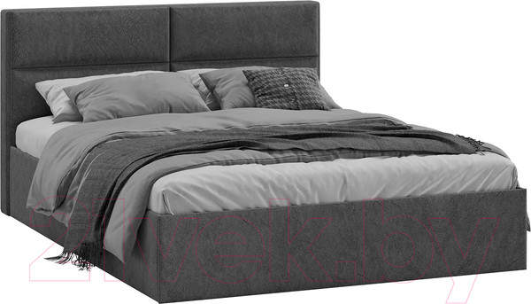 Изображение товара Двуспальная кровать ТриЯ Глосс универсальный тип 1 160x200 (микровелюр Wellmart Graphite)