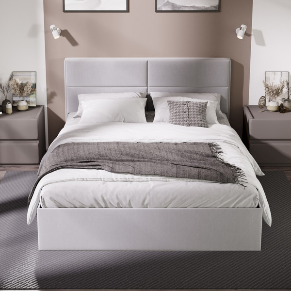 Изображение товара Двуспальная кровать ТриЯ Глосс универсальный тип 1 160x200 (велюр Confetti Silver)