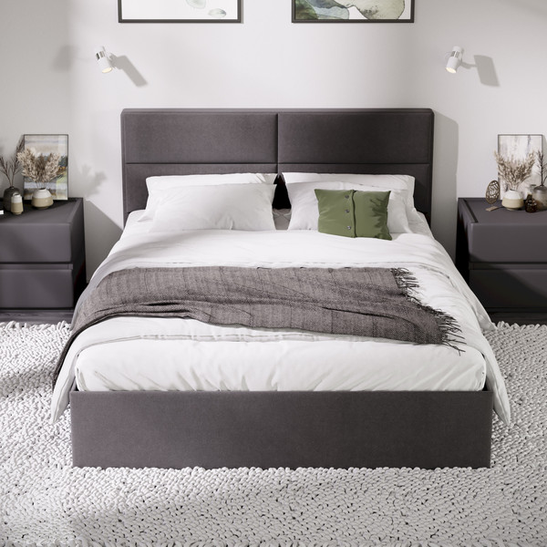 Изображение товара Двуспальная кровать ТриЯ Глосс универсальный тип 1 160x200 (велюр Confetti Stone)