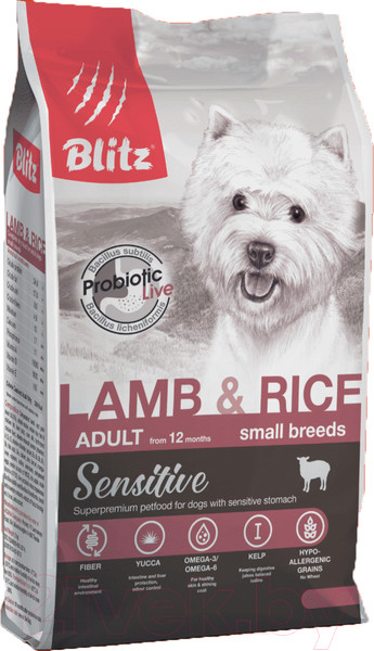 Изображение товара Сухой корм для собак Blitz Pets Sensitive Adult Small Breeds Lamb & Rice / 4205 (500г)