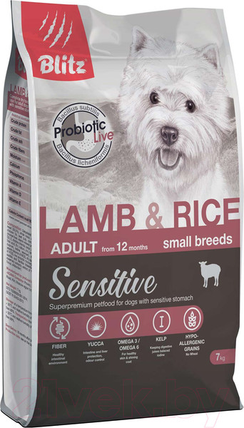 Изображение товара Сухой корм для собак Blitz Pets Sensitive Adult Small Breeds Lamb & Rice / 4207 (7кг)