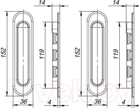 Изображение товара Ручка дверная VELA M-1036 Kupe-Round AB (овальная)