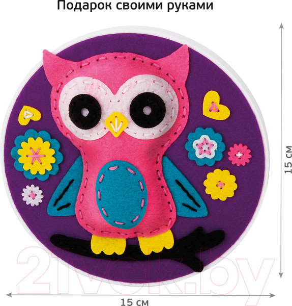 Изображение товара Набор для творчества Десятое королевство Панно из фетра на пяльцах Совенок / 04399