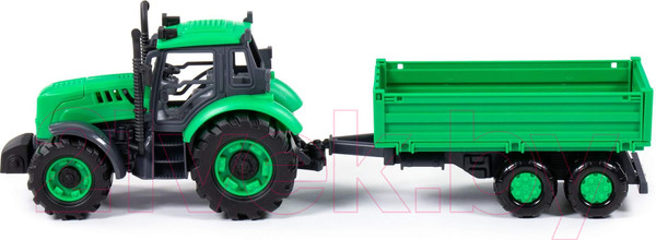 Изображение товара Трактор игрушечный Полесье С бортовым прицепом инерционный / 94605 (зеленый)