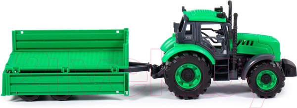 Изображение товара Трактор игрушечный Полесье С бортовым прицепом инерционный / 94605 (зеленый)