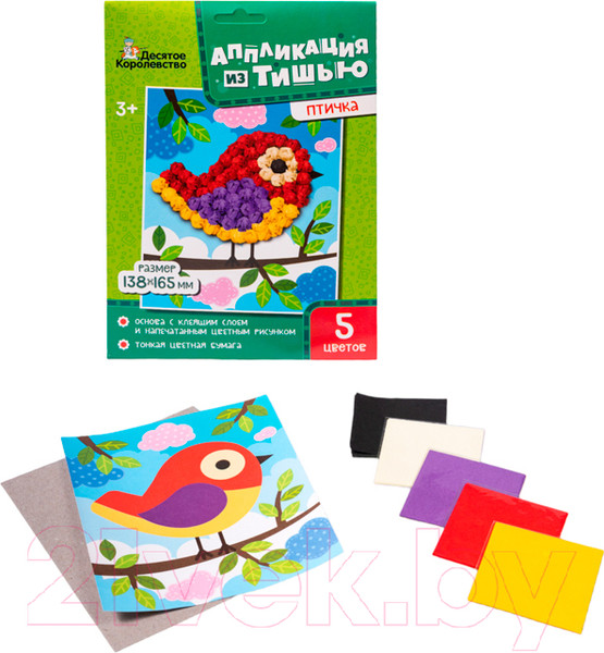 Изображение товара Набор для творчества Десятое королевство Аппликация из тишью Птичка / 04616