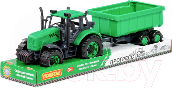 Изображение товара Трактор игрушечный Полесье С прицепом / 94186 (зеленый)