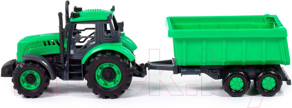 Изображение товара Трактор игрушечный Полесье С прицепом / 94186 (зеленый)