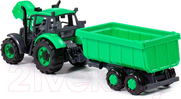 Изображение товара Трактор игрушечный Полесье С прицепом / 94186 (зеленый)