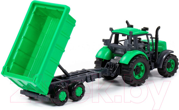 Изображение товара Трактор игрушечный Полесье С прицепом / 94186 (зеленый)