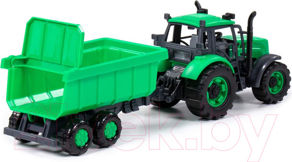 Изображение товара Трактор игрушечный Полесье С прицепом / 94186 (зеленый)