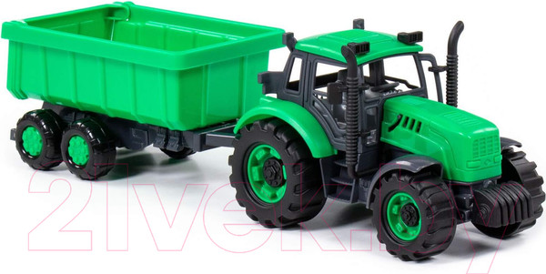 Изображение товара Трактор игрушечный Полесье С прицепом / 94186 (зеленый)