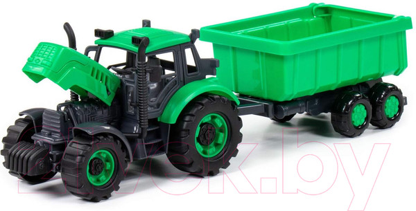 Изображение товара Трактор игрушечный Полесье С прицепом / 94186 (зеленый)