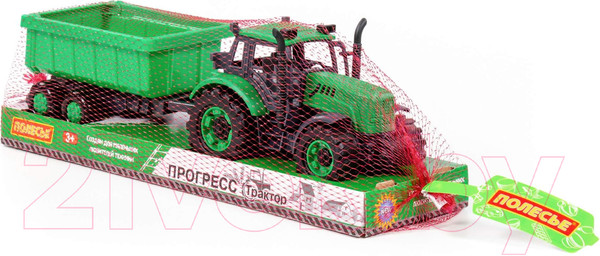 Изображение товара Трактор игрушечный Полесье С прицепом / 94186 (зеленый)