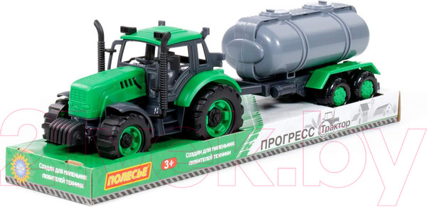 Изображение товара Трактор игрушечный Полесье С прицепом-цистерной инерционный / 94636 (зеленый)