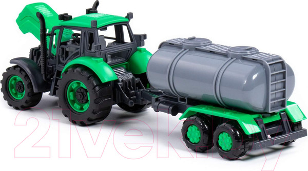 Изображение товара Трактор игрушечный Полесье С прицепом-цистерной инерционный / 94636 (зеленый)