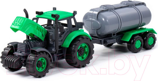 Изображение товара Трактор игрушечный Полесье С прицепом-цистерной инерционный / 94636 (зеленый)