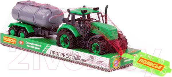 Изображение товара Трактор игрушечный Полесье С прицепом-цистерной инерционный / 94636 (зеленый)