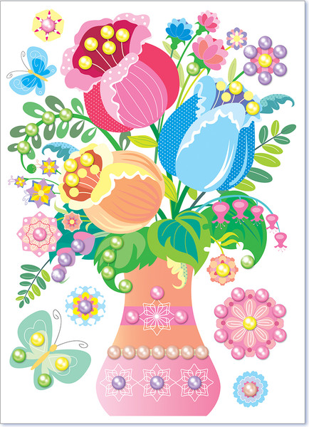 Изображение товара Набор для творчества Десятое королевство Аппликация бусинами Жемчужинка Волшебные тюльпаны / 01980