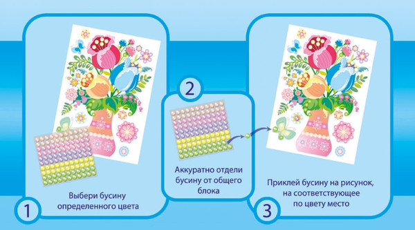 Изображение товара Набор для творчества Десятое королевство Аппликация бусинами Жемчужинка Волшебные тюльпаны / 01980