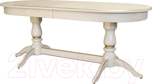 Изображение товара Обеденный стол Мебелик Тарун 5 (слоновая кость/золото)