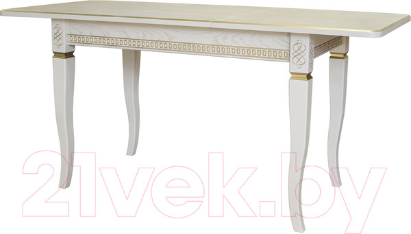 Изображение товара Обеденный стол Мебелик Фидея 3 (слоновая кость/золото)