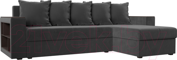 Изображение товара Диван угловой Лига Диванов Дубай лайт правый / 114152 (велюр серый)