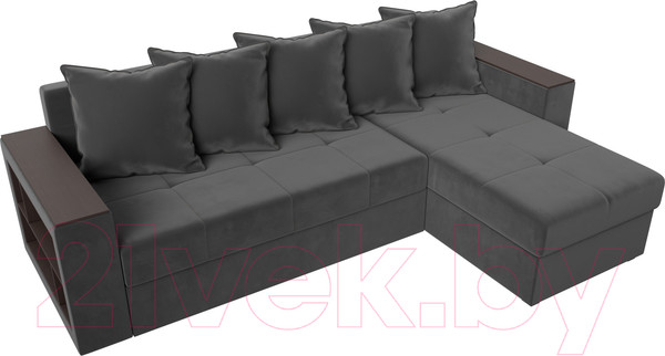 Изображение товара Диван угловой Лига Диванов Дубай лайт правый / 114152 (велюр серый)