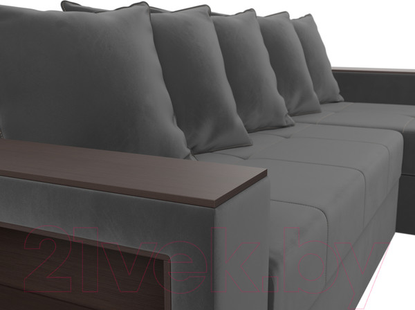 Изображение товара Диван угловой Лига Диванов Дубай лайт правый / 114152 (велюр серый)