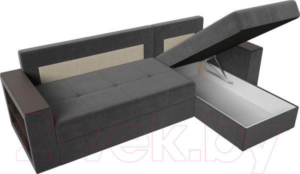 Изображение товара Диван угловой Лига Диванов Дубай лайт правый / 114152 (велюр серый)