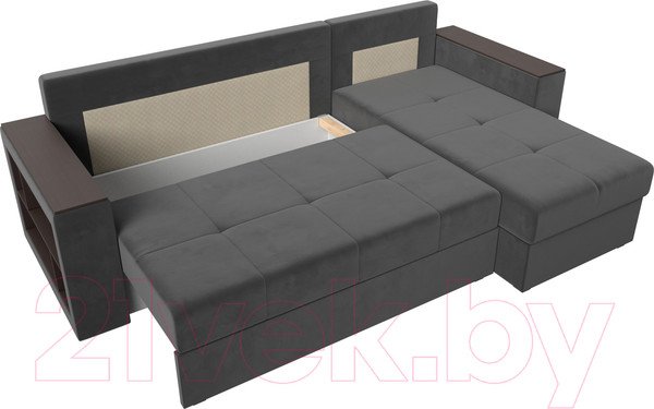 Изображение товара Диван угловой Лига Диванов Дубай лайт правый / 114152 (велюр серый)