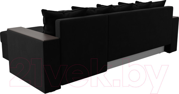 Изображение товара Диван угловой Лига Диванов Дубай лайт универсальный / 114170 (микровельвет черный)