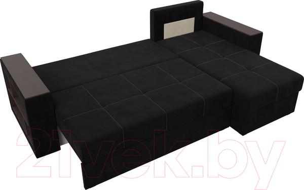 Изображение товара Диван угловой Лига Диванов Дубай лайт универсальный / 114170 (микровельвет черный)