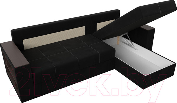 Изображение товара Диван угловой Лига Диванов Дубай лайт универсальный / 114170 (микровельвет черный)