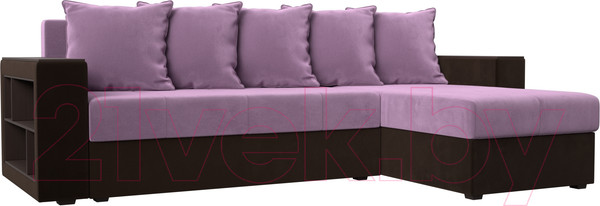 Изображение товара Диван угловой Лига Диванов Дубай лайт правый / 114176 (микровельвет сиреневый/коричневый)
