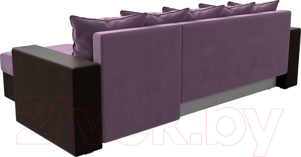 Изображение товара Диван угловой Лига Диванов Дубай лайт правый / 114176 (микровельвет сиреневый/коричневый)