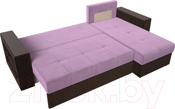 Изображение товара Диван угловой Лига Диванов Дубай лайт правый / 114176 (микровельвет сиреневый/коричневый)